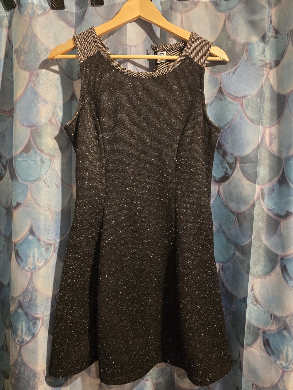 Old Navy Black Sparkle Sleeveless A-Line Dress
